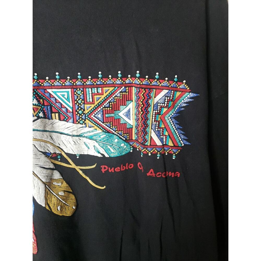 Vintage Montana Shirt Native American Feather Sparkle Western XL LONGSLEEVE - Picture 3 of 9
